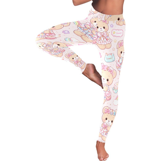 Harajuku Kawaii Teddy Bear Pattern Women's All-Over Low Rise Leggings