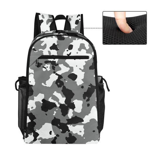 Black and White Camo All Over Print Leisure Sports Backpack