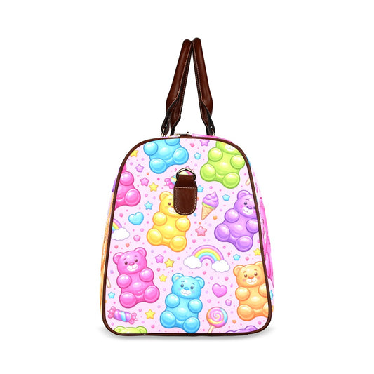 Harajuku Gummy Bear Pattern Travel Bag Brown (Small)