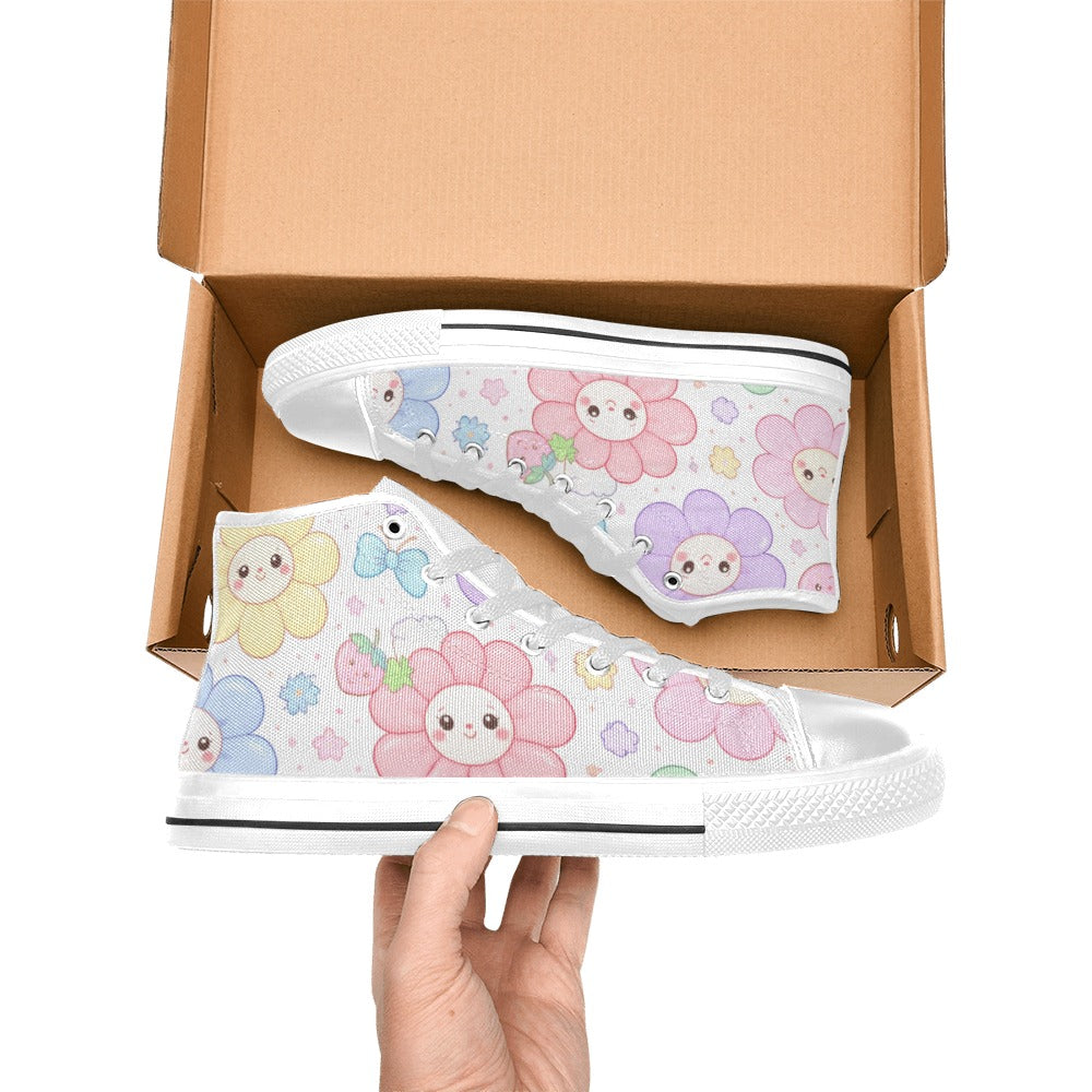 Pastel Harajuku Floral Pattern Aquila High Top Canvas Women's Shoes