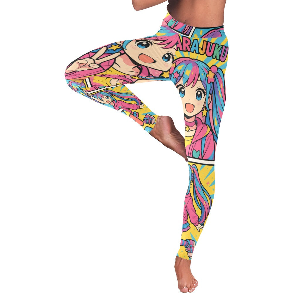 Harajuku Comic Book Girl Women's All-Over Low Rise Leggings