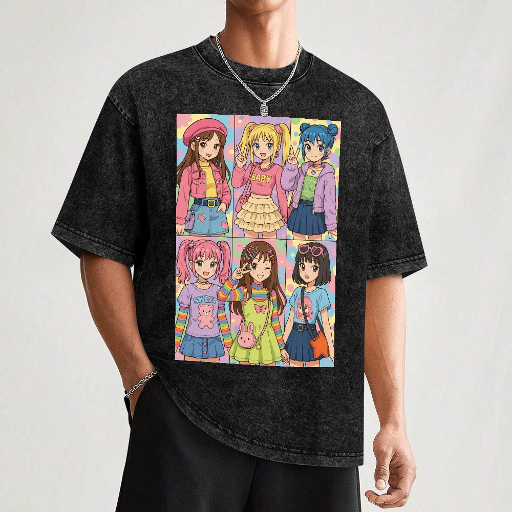Harajuku Kawaii Fashion Y2K Vintage Off-Shoulder Tee