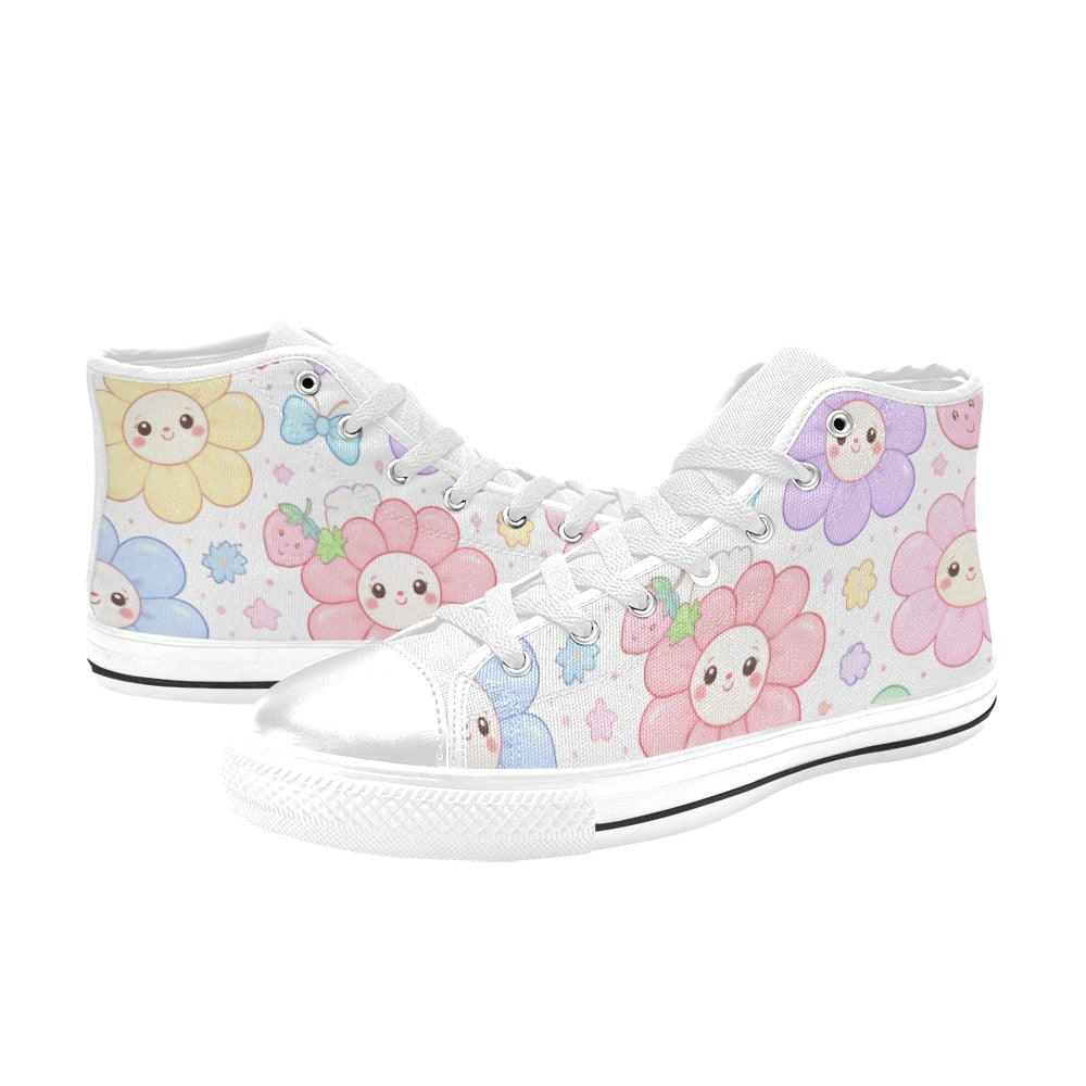 Pastel Harajuku Floral Pattern Aquila High Top Canvas Women's Shoes