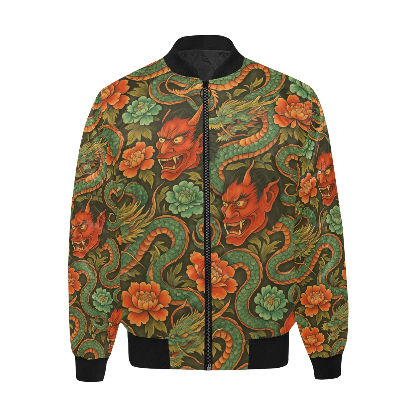 Red Dragon Devil Pattern Men's Bomber Jacket