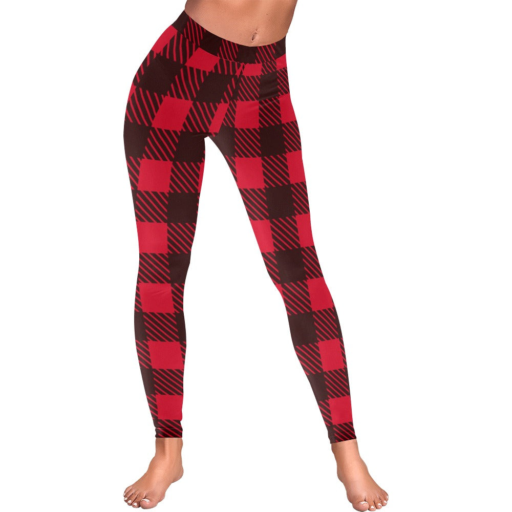 Red/Black Checkered Harajuku Women's All-Over Low Rise Leggings