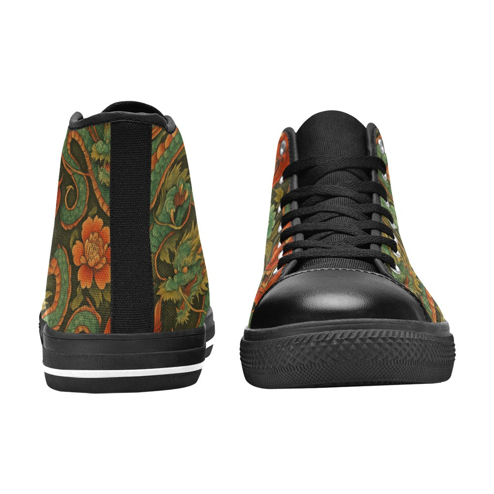 Red Dragon Devil Pattern High Top Canvas Men's Shoes