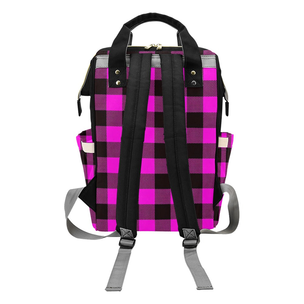 Pink and Black Plaid Harajuku Backpack