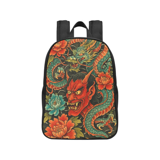 Japanese Tattoo Red Devil Dragon Canvas Backpack
