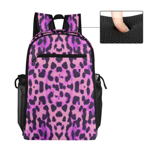Purple Leopard All Over Print Leisure Sports Backpack