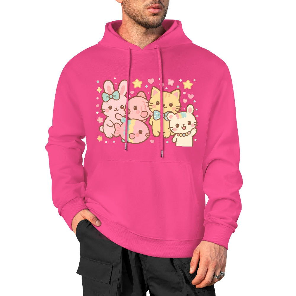 Harajuku Legends Group Photo Pure Cotton Hoodie - Pink