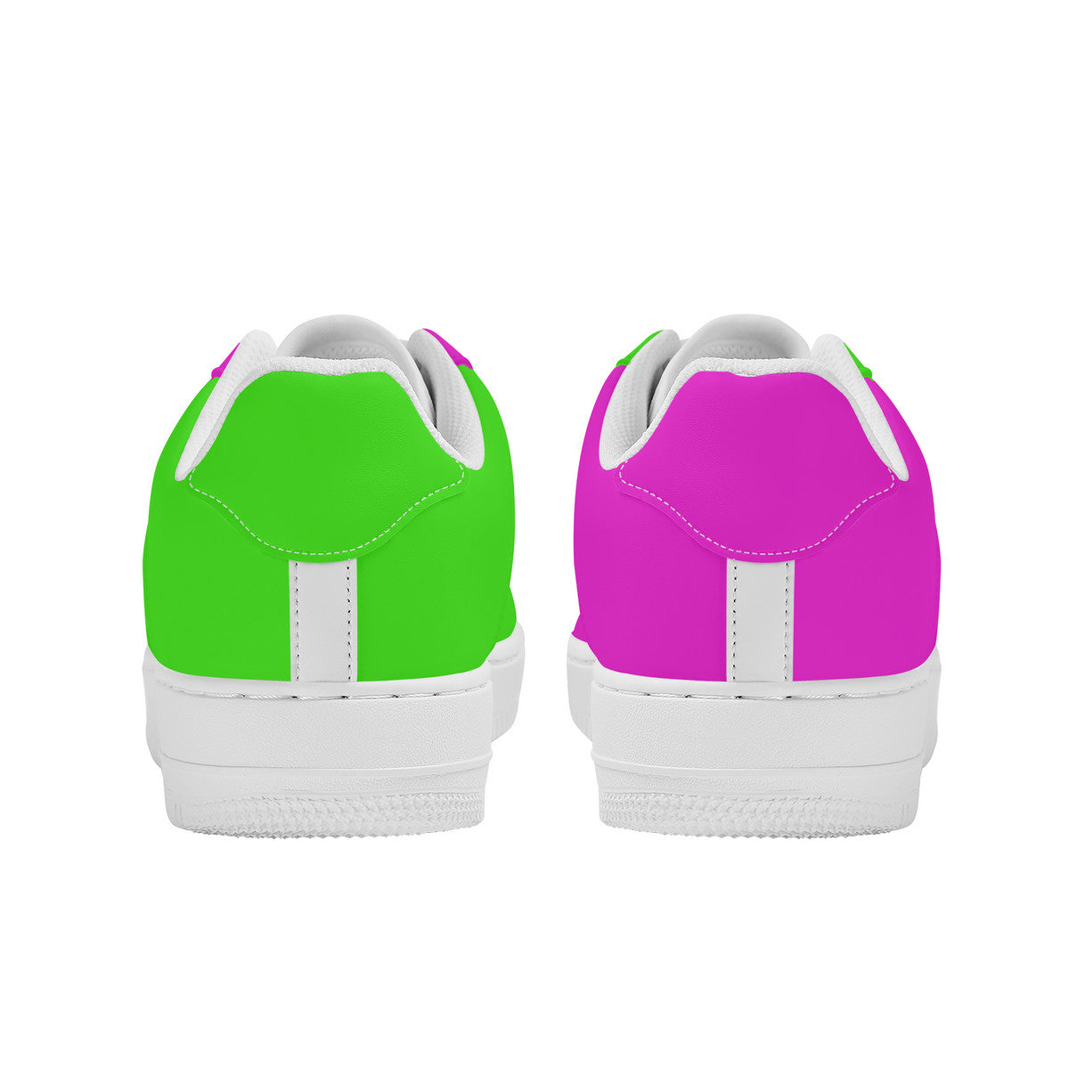 Two Tone Pink and Green Harajuku Low Top Unisex Sneaker - One Green Shoe and One Pink Shoe