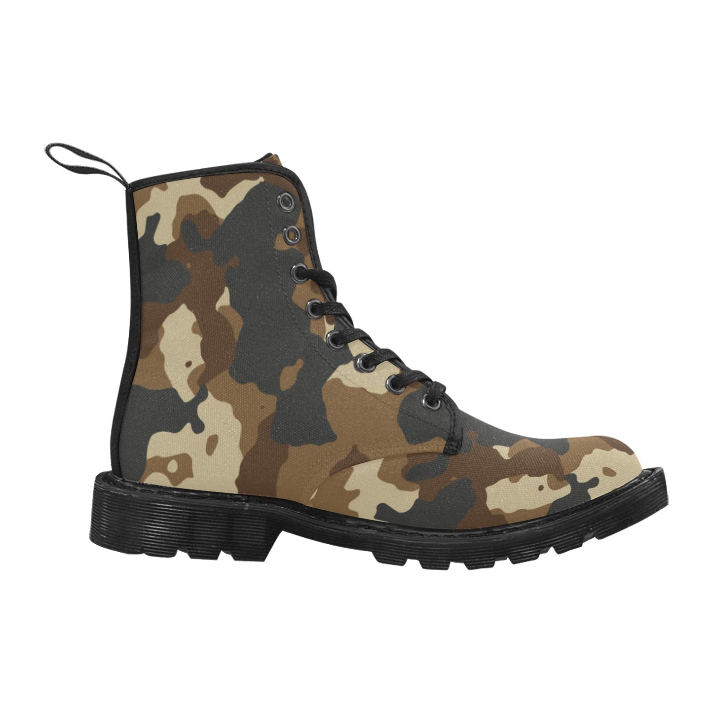 Dark Brown Camo Women's Lace Up Canvas Boots