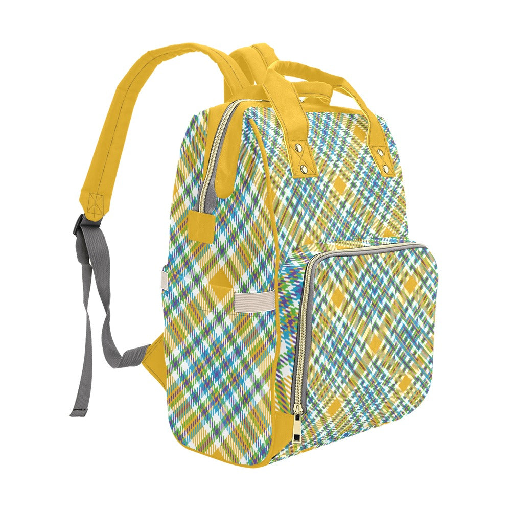 Yellow Plaid Multi-Function Backpack