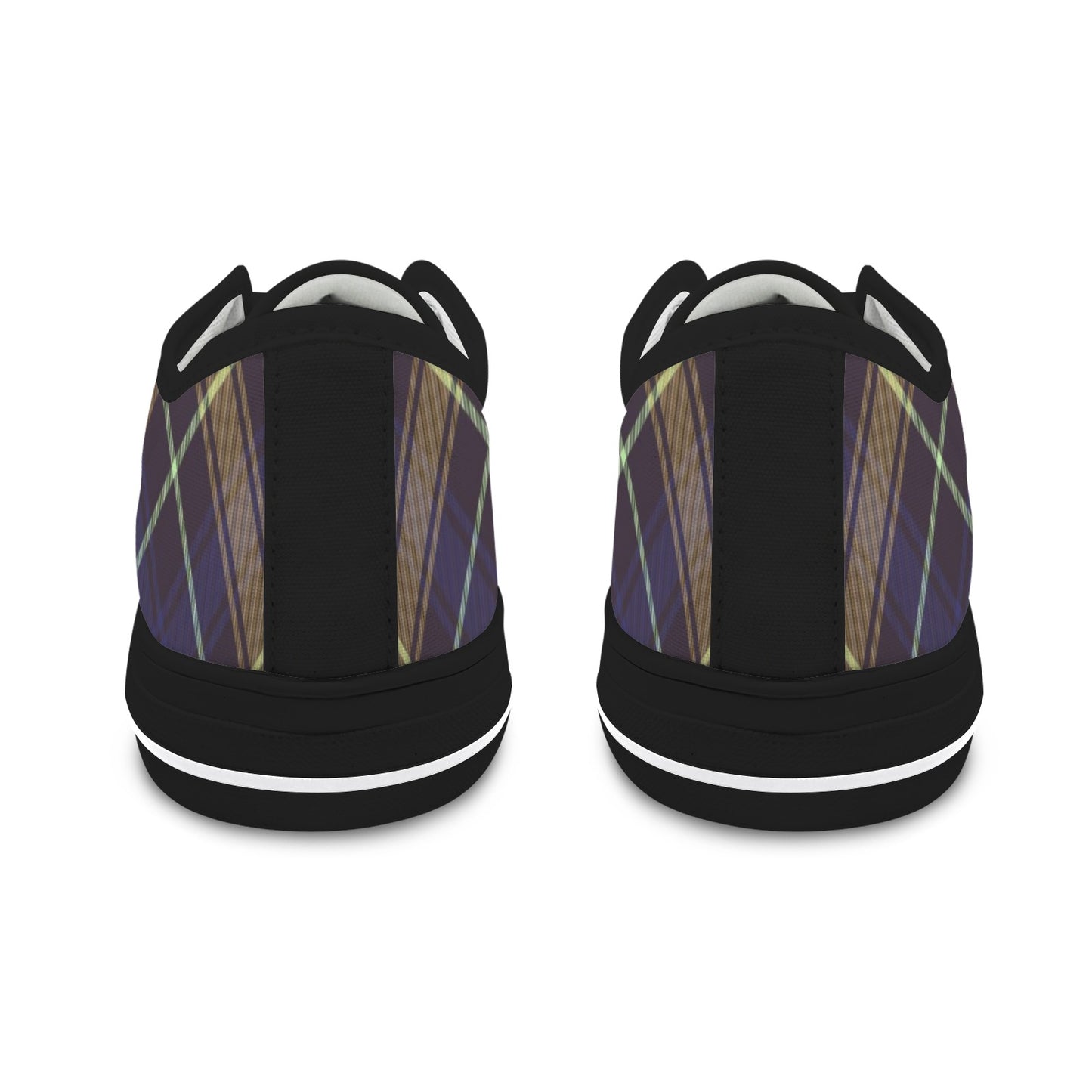 Dark Blue Plaid Low Top Women's Shoes