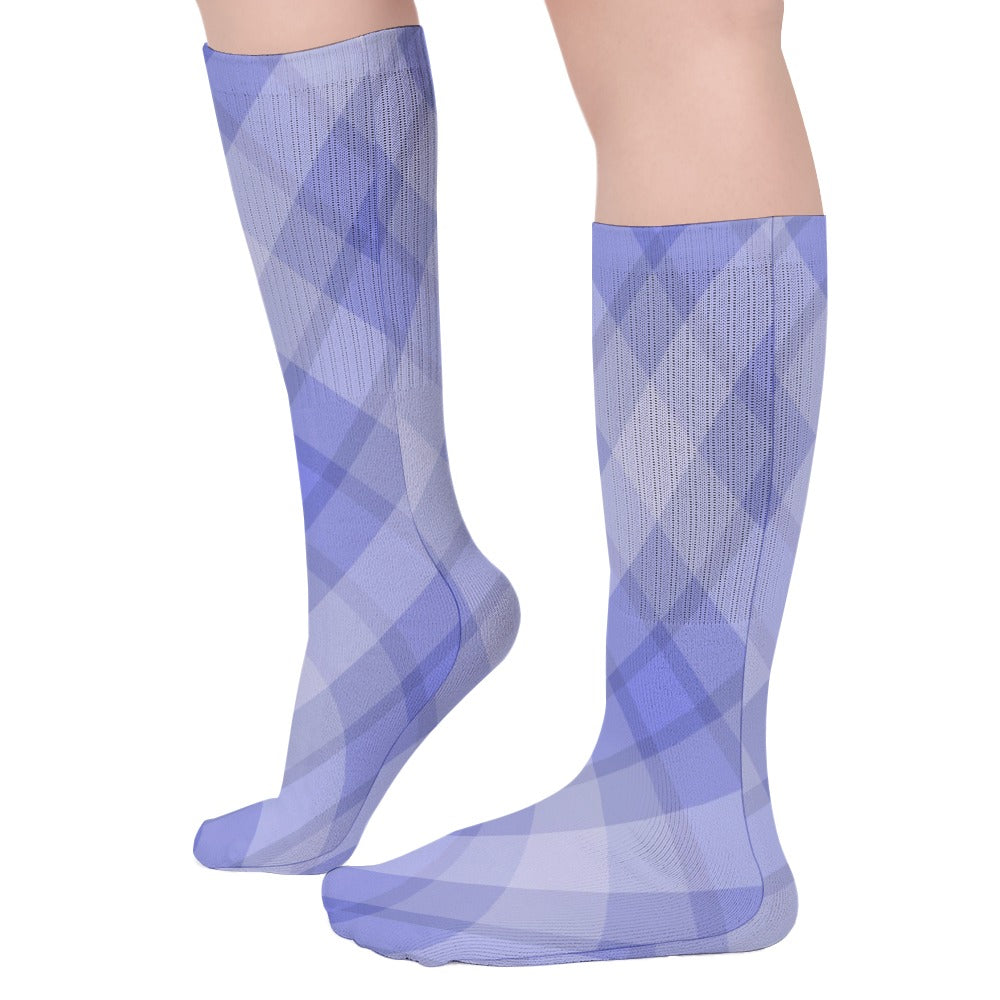 Light Blue Plaid Breathable Socks