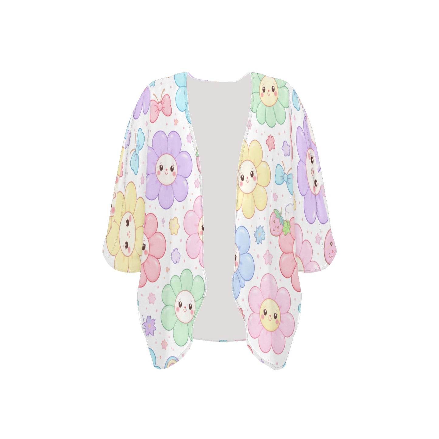 Pastel Harajuku Floral Pattern Women's Kimono Chiffon Cover Up