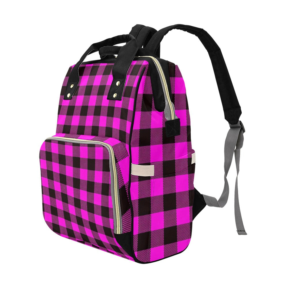 Pink and Black Plaid Harajuku Backpack