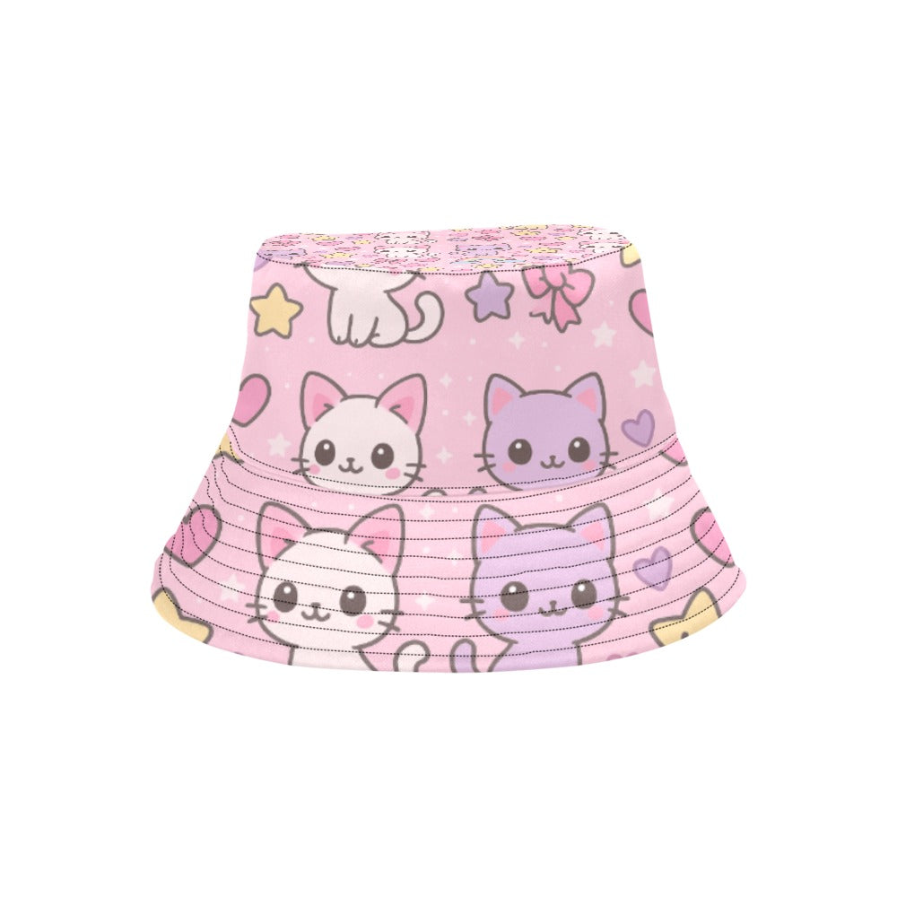 Pink Kawaii Harajuku Pattern Cats Men's Bucket Hat