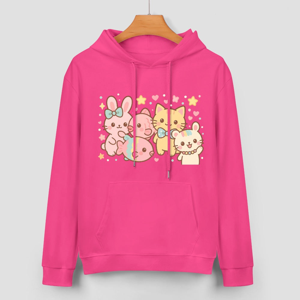 Harajuku Legends Group Photo Pure Cotton Hoodie - Pink