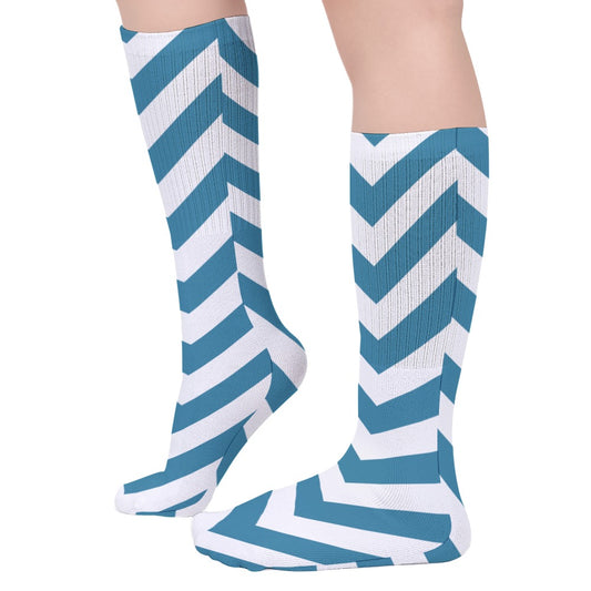 Blue and White Zig Zag Breathable Socks