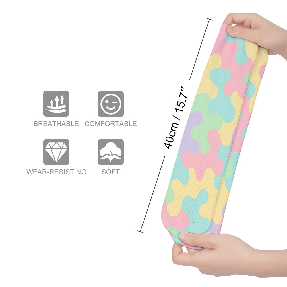 Harajuku Pastel Rainbow Camo Thick Stockings
