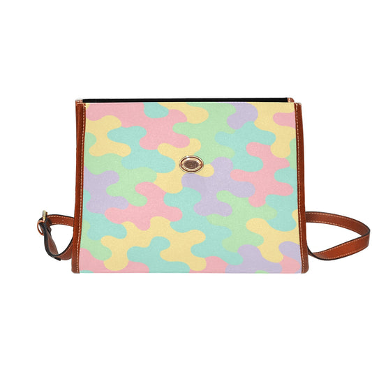 Pastel Harajuku Camo Waterproof Canvas Bag - Brown