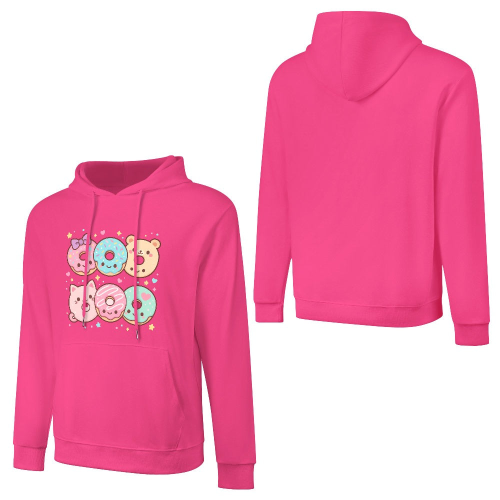 Kawaii Donuts Half Dozen Pure Cotton Hoodie - Hot Pink