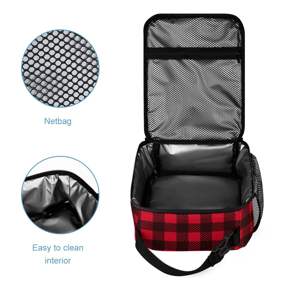 Red Black Lumberjack Three Piece Backpack Bag Set Combination