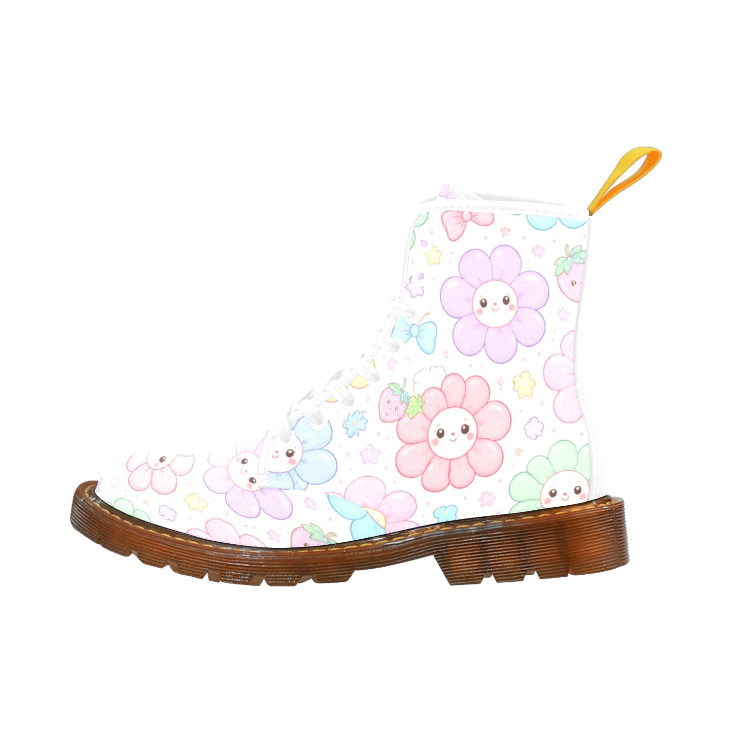 Pastel Harajuku Floral Pattern Women's Lace Up Canvas Boots