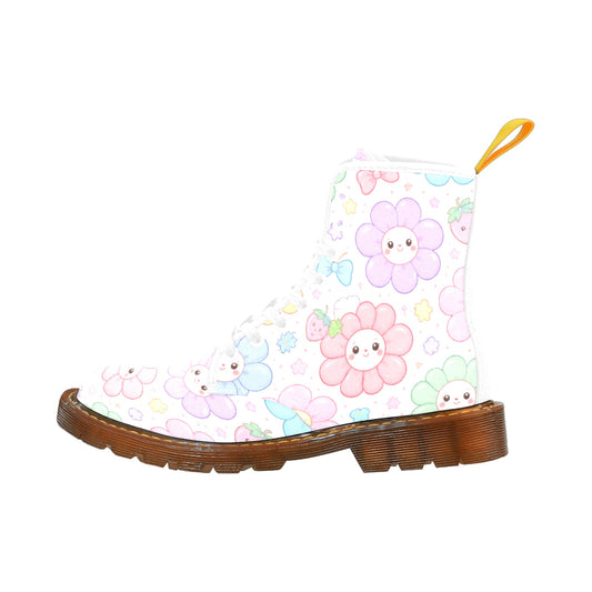 Pastel Harajuku Floral Pattern Women's Lace Up Canvas Boots