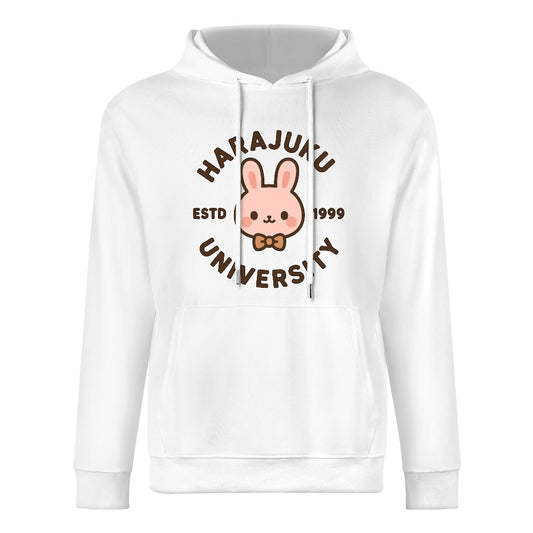 Harajuku University Pure Cotton Hoodie - White