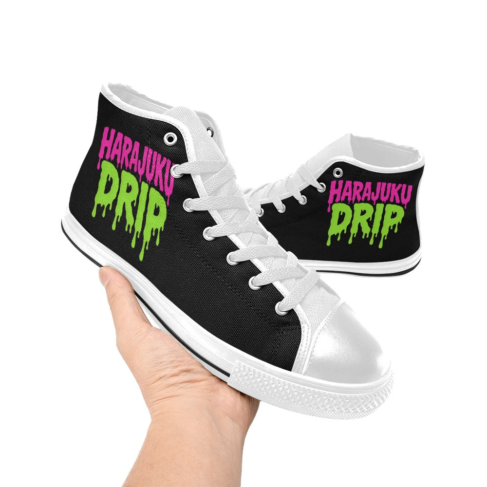 Harajuku Drip Neon Logo High Top Canvas Women's Shoes
