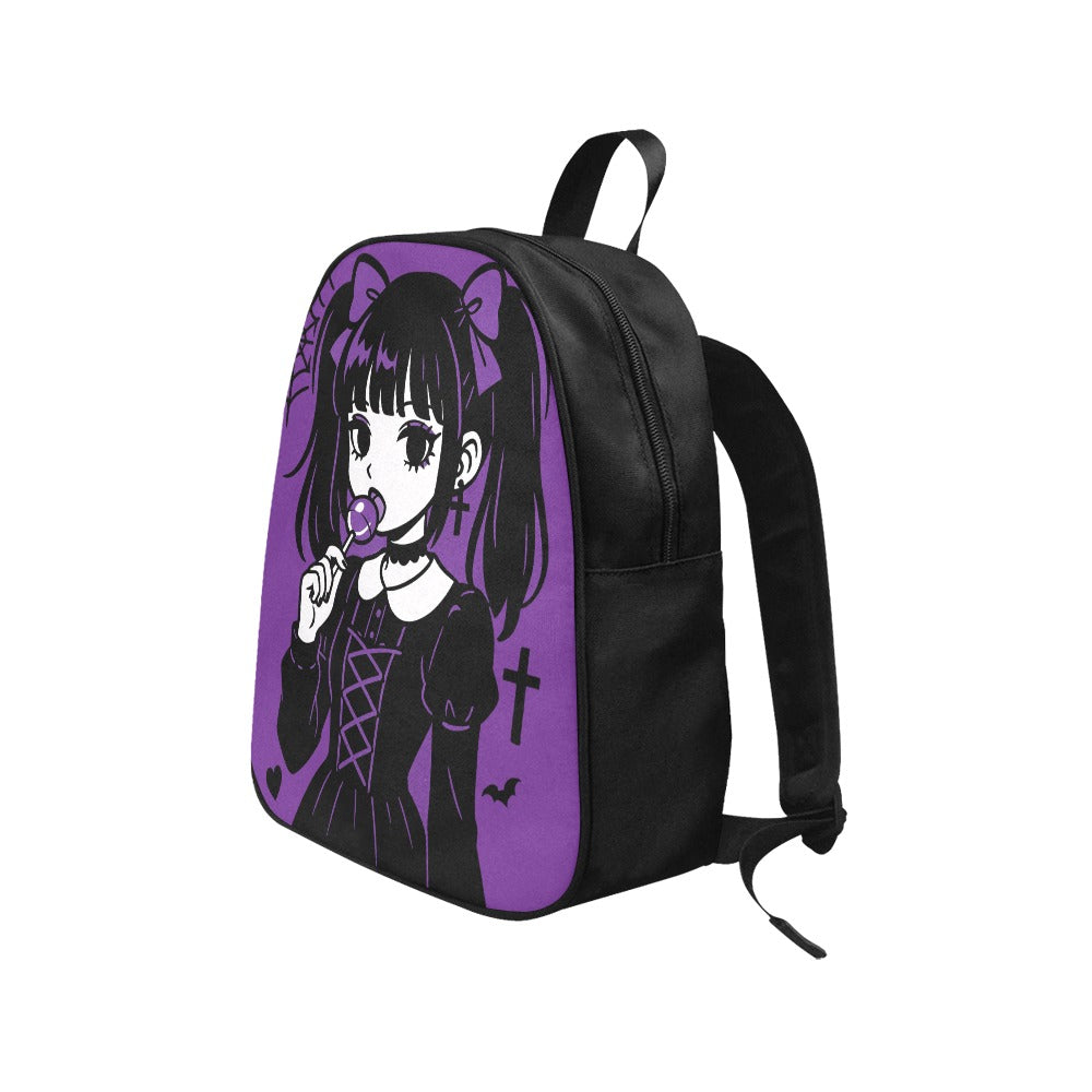 Purple Emo Goth Harajuku Lollipop Girl Canvas Backpack