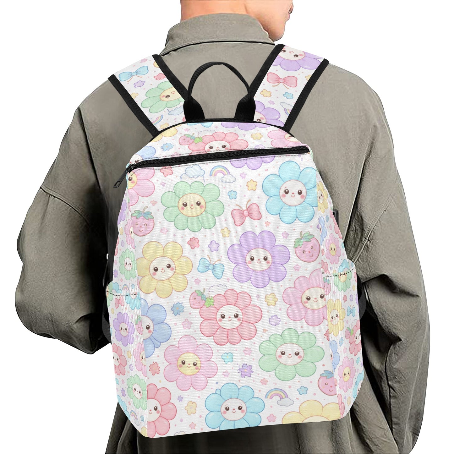 Pastel Harajuku Floral Pattern Lightweight Casual Backpack