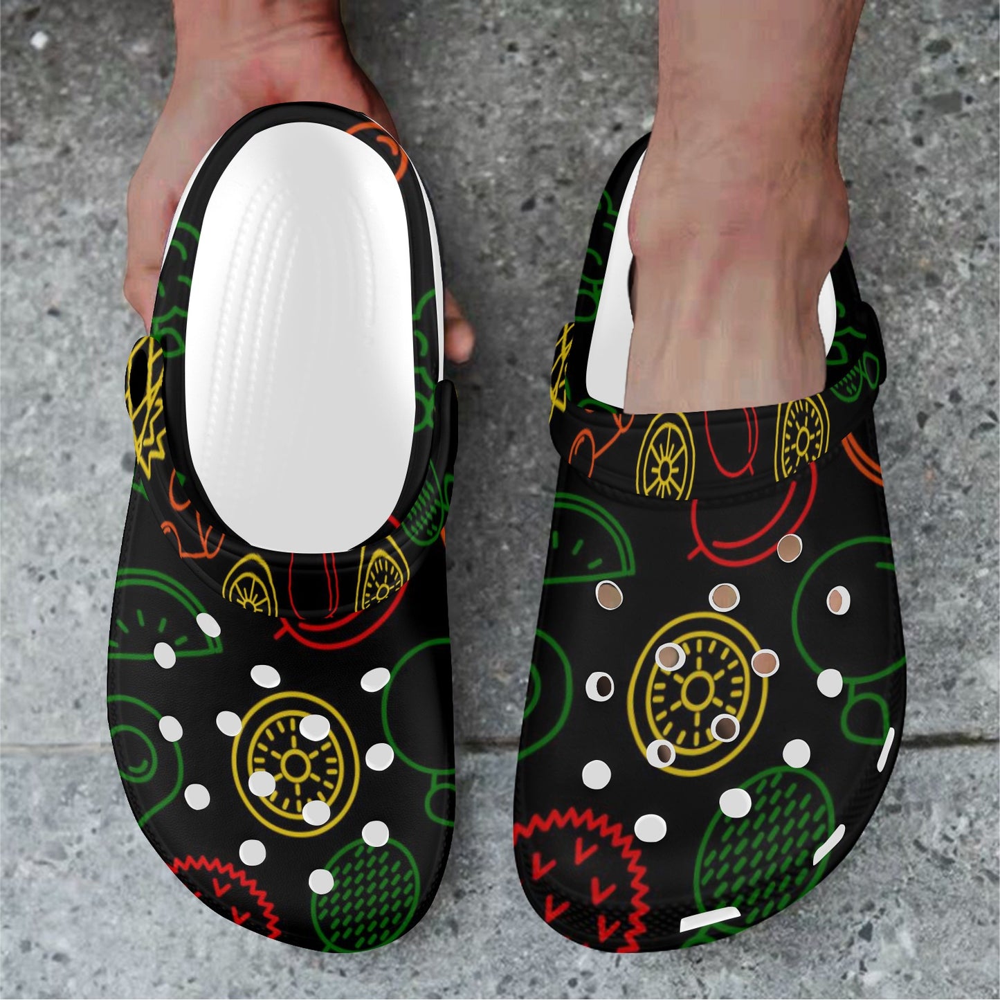 Neon Fruit Print Adults Clogs