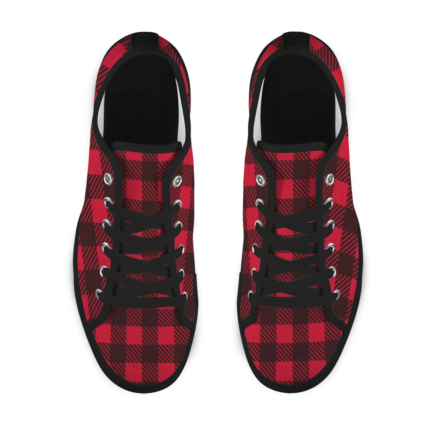 Red and Black Checkerboard Lumberjack Low Top Women's Shoes