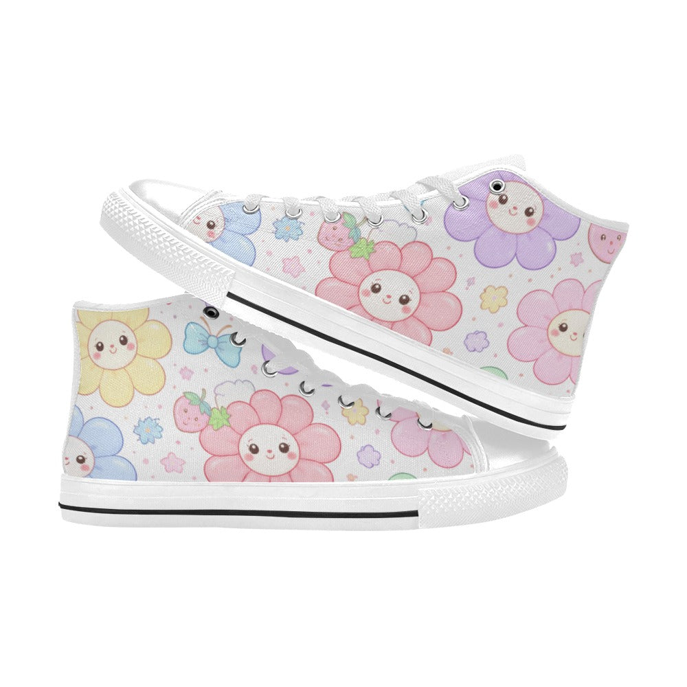 Pastel Harajuku Floral Pattern Aquila High Top Canvas Women's Shoes