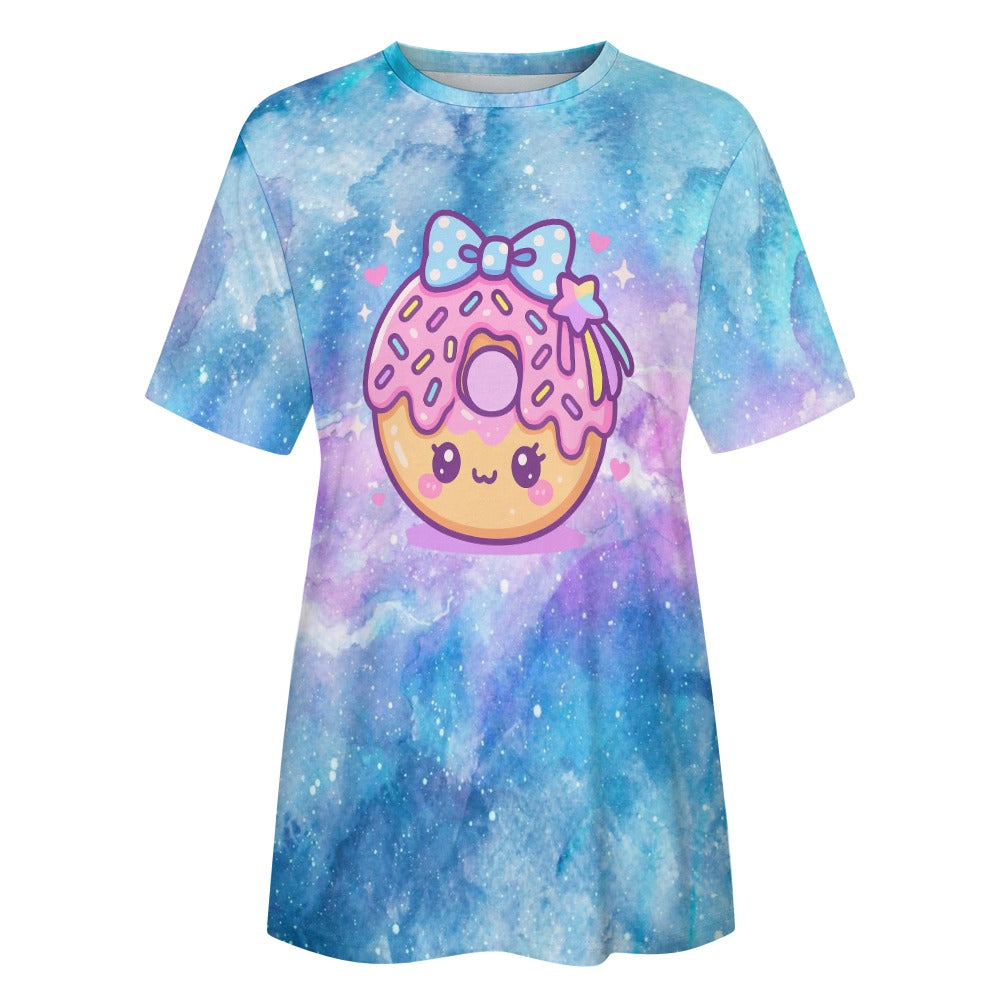 Kawaii Galaxy Donut Women's 100% Cotton T-Shirt