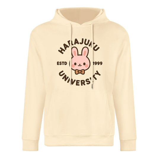 Harajuku University Pure Cotton Hoodie - Cream