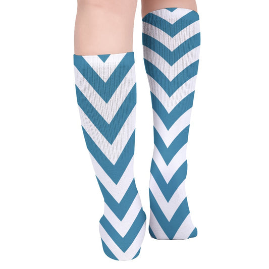 Blue and White Zig Zag Breathable Socks