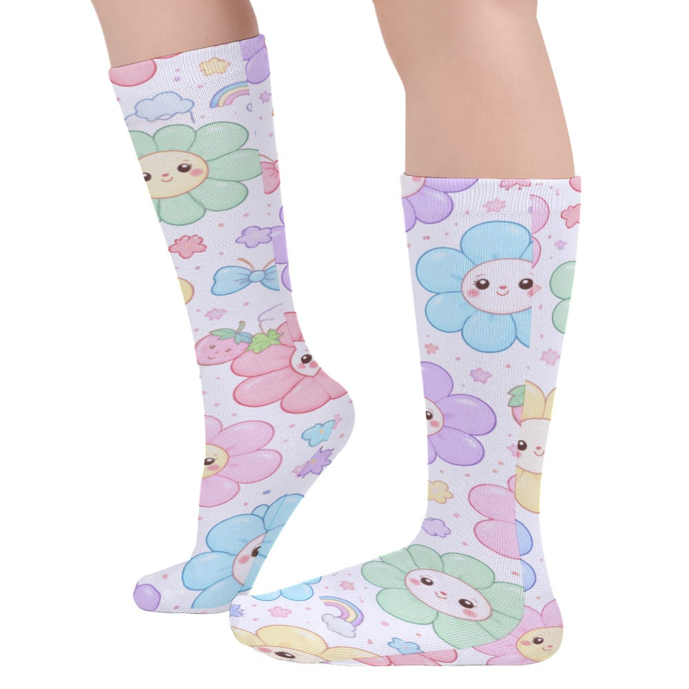 Pastel Harajuku Floral Pattern Thick Stockings