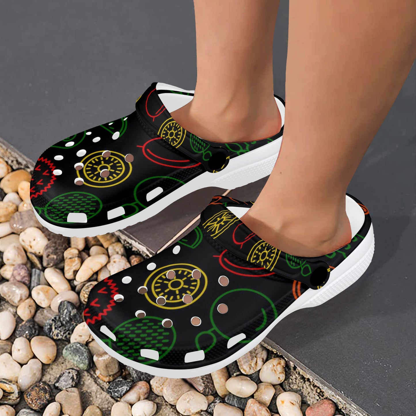 Neon Fruit Print Adults Clogs