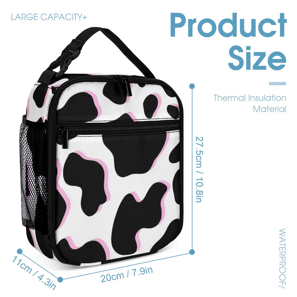 Cow and Pink Pattern Three-Piece Backpack Set Combination