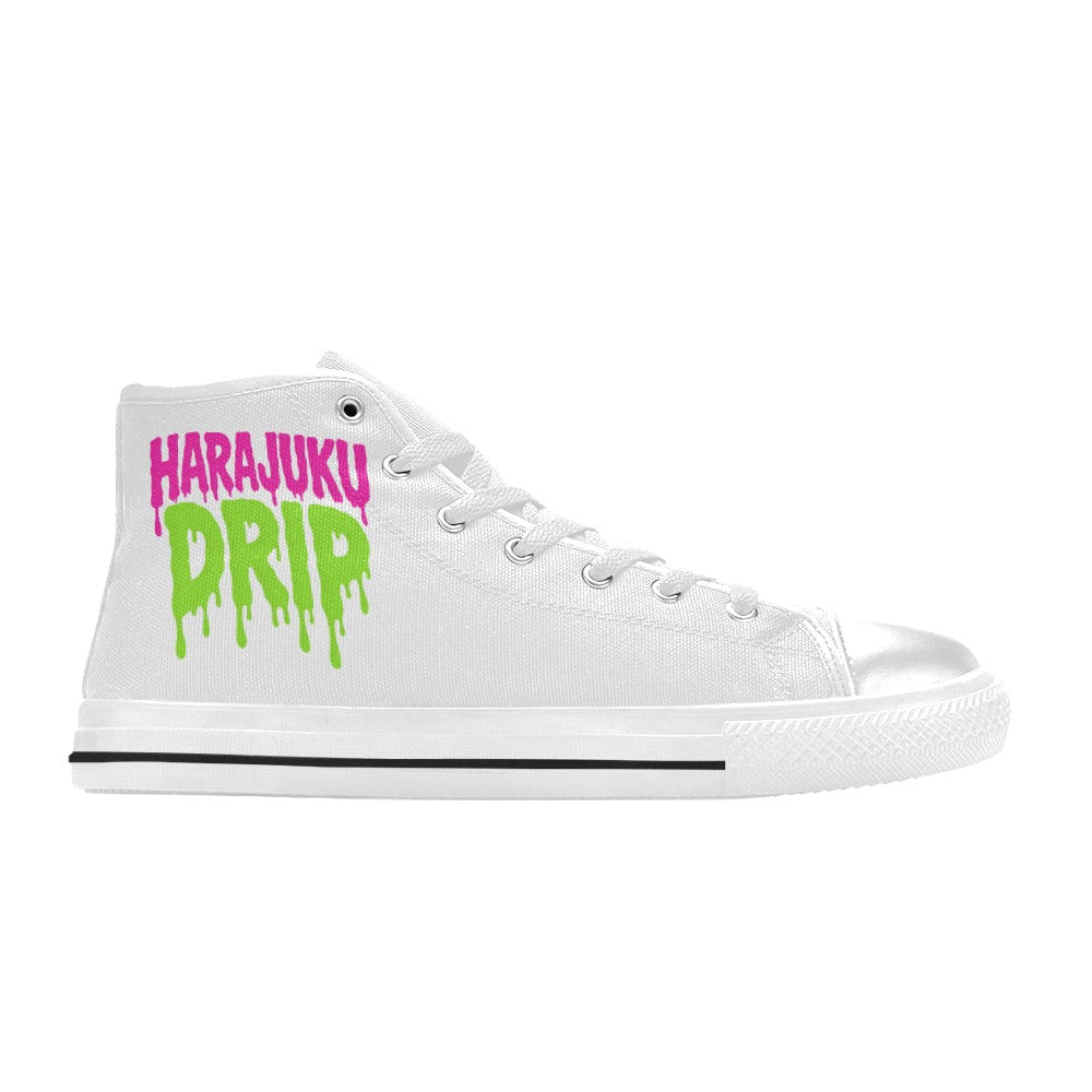 Harajuku Drip Neon Logo High Top Canvas Women's Shoes