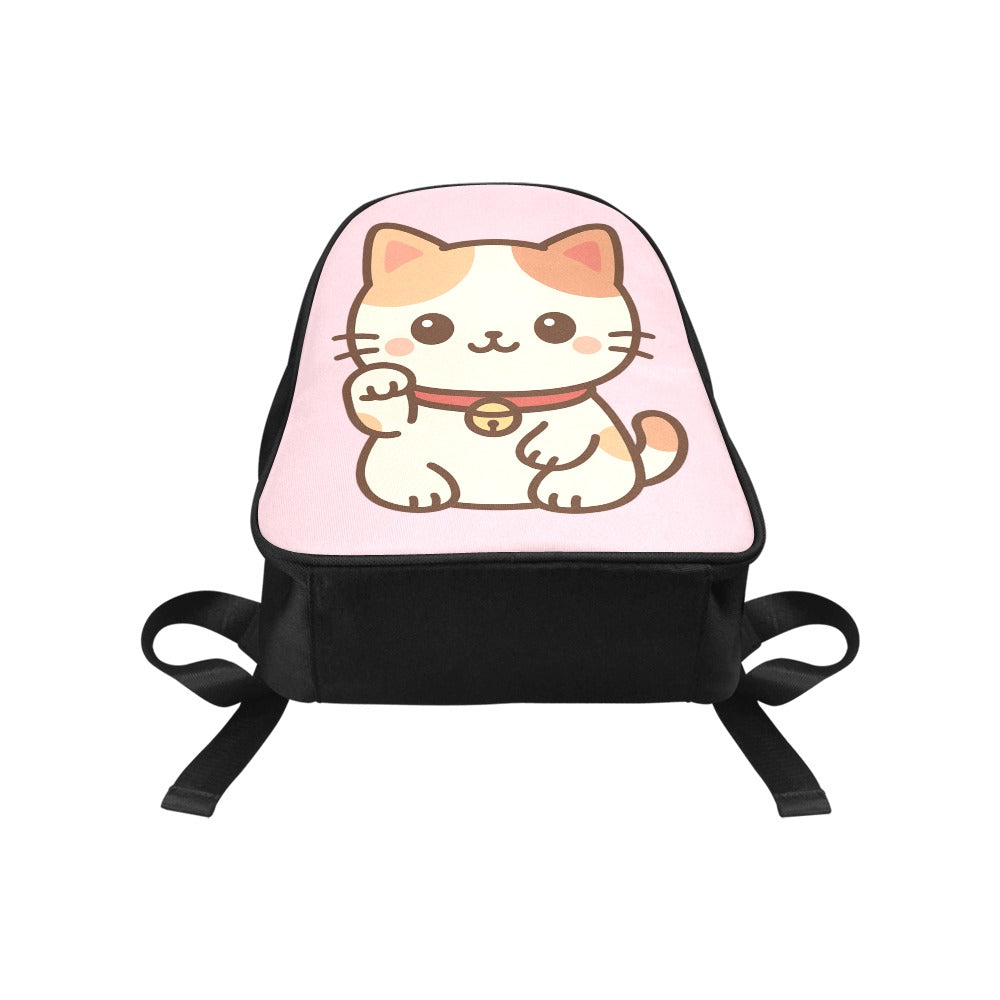 Pink Kawaii Cat Canvas Backpack