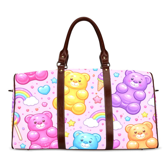 Harajuku Gummy Bear Pattern Travel Bag (Brown)