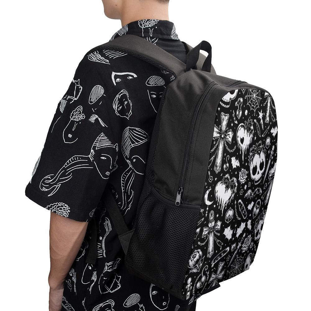 Skulls Goth Pattern 17 Inch Shoulder Backpack
