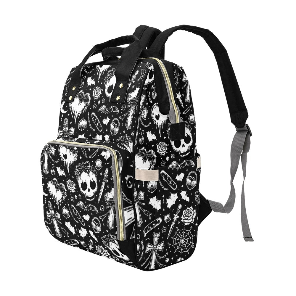 Skulls Goth Pattern Multi-Function Backpack