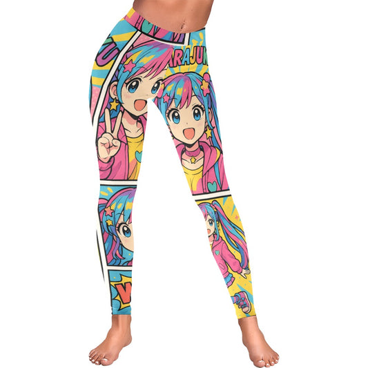 Harajuku Comic Book Girl Women's All-Over Low Rise Leggings