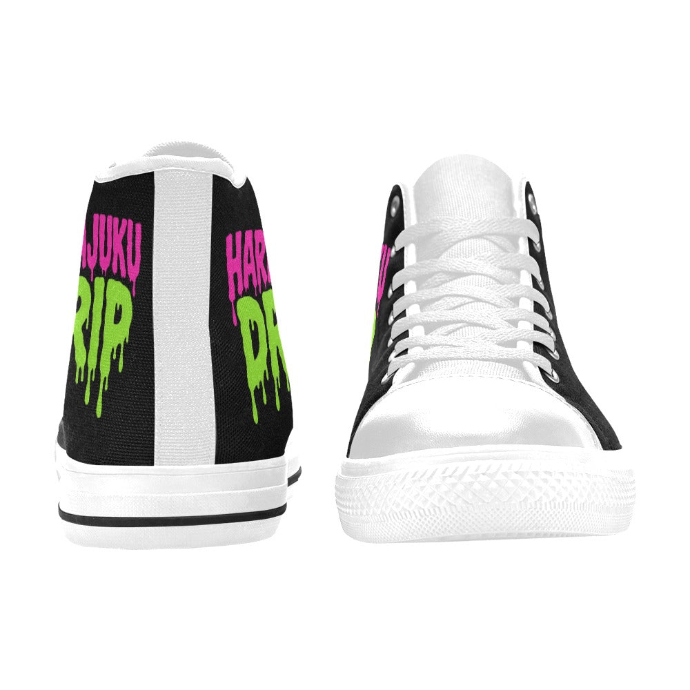 Harajuku Drip Neon Logo High Top Canvas Women's Shoes